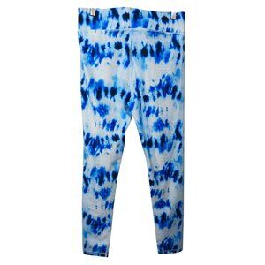 Terez NWT Full Length Leggings, High Performance, Blue & White Design Size Large